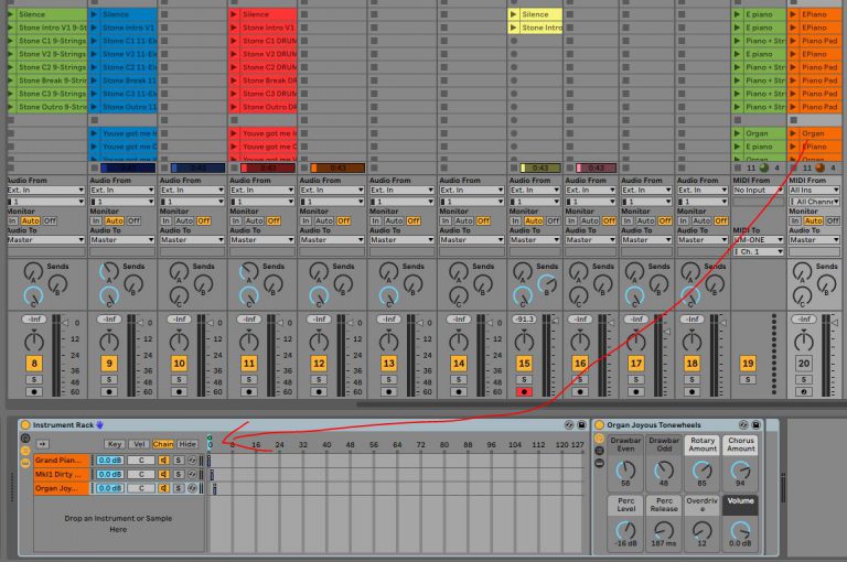 A live setup with Ableton Live
